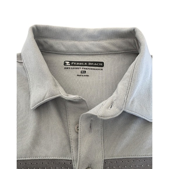 Pebble Beach Dry-Luxe Performance Polo XL Grey/Black Golf - Picture 2 of 5